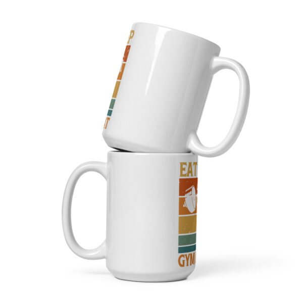 Eat Sleep Gym Repeat White glossy mug